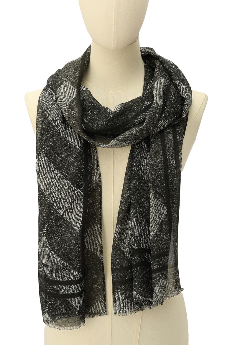Denim Print Oblong Scarf, Alternate, color, WASHED BLACK