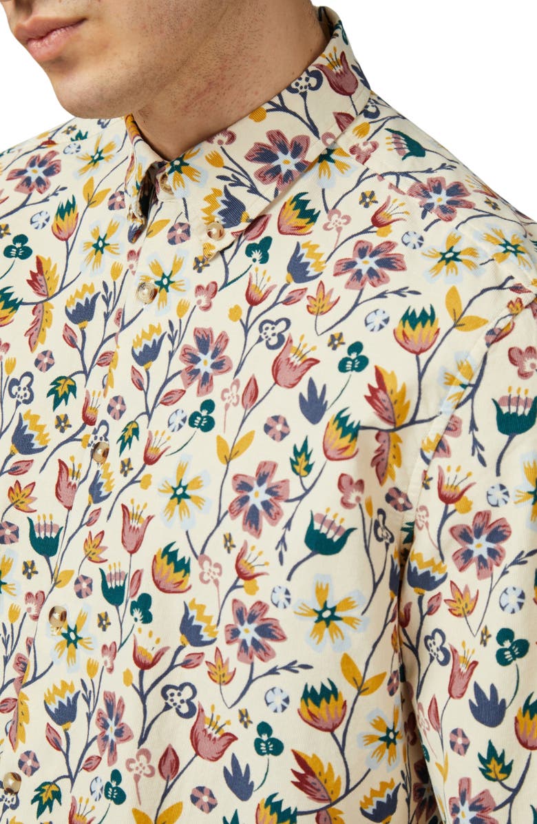 Ben Sherman Classic Fit Floral Corduroy Button-Down Shirt, Alternate, color, 