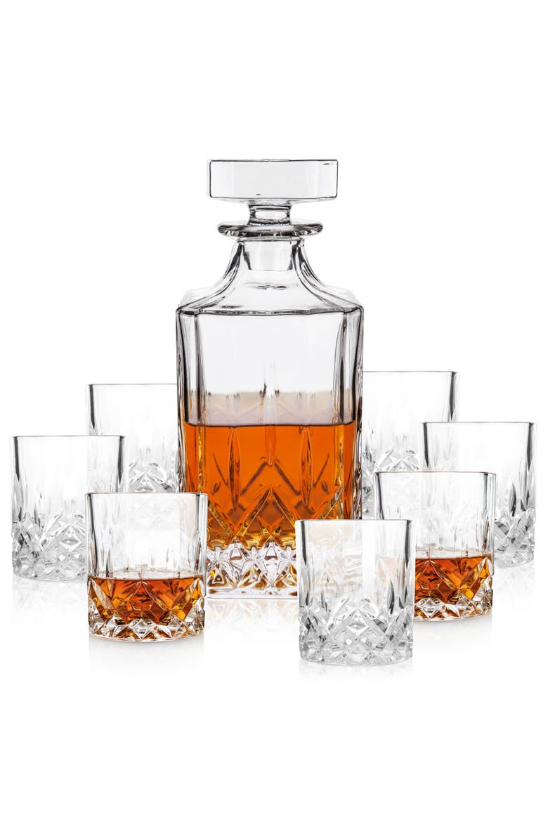 Admiral Decanter and Lowball Glass Set, Main, color, Clear