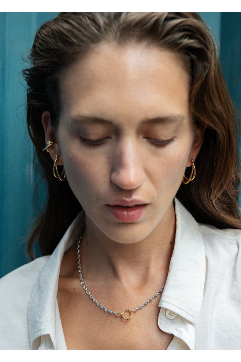 Woven Hoops, Alternate, color, Yellow Toned Gold