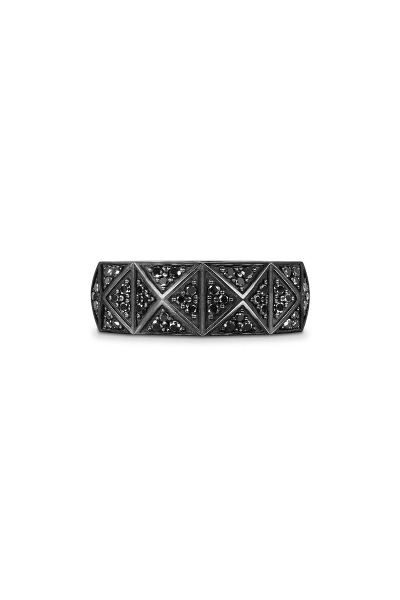 Men's Pyramid Band Ring in Black Titanium with Black Diamonds, 8mm, Main, color, BLACK TITANIUM - SIZE 11