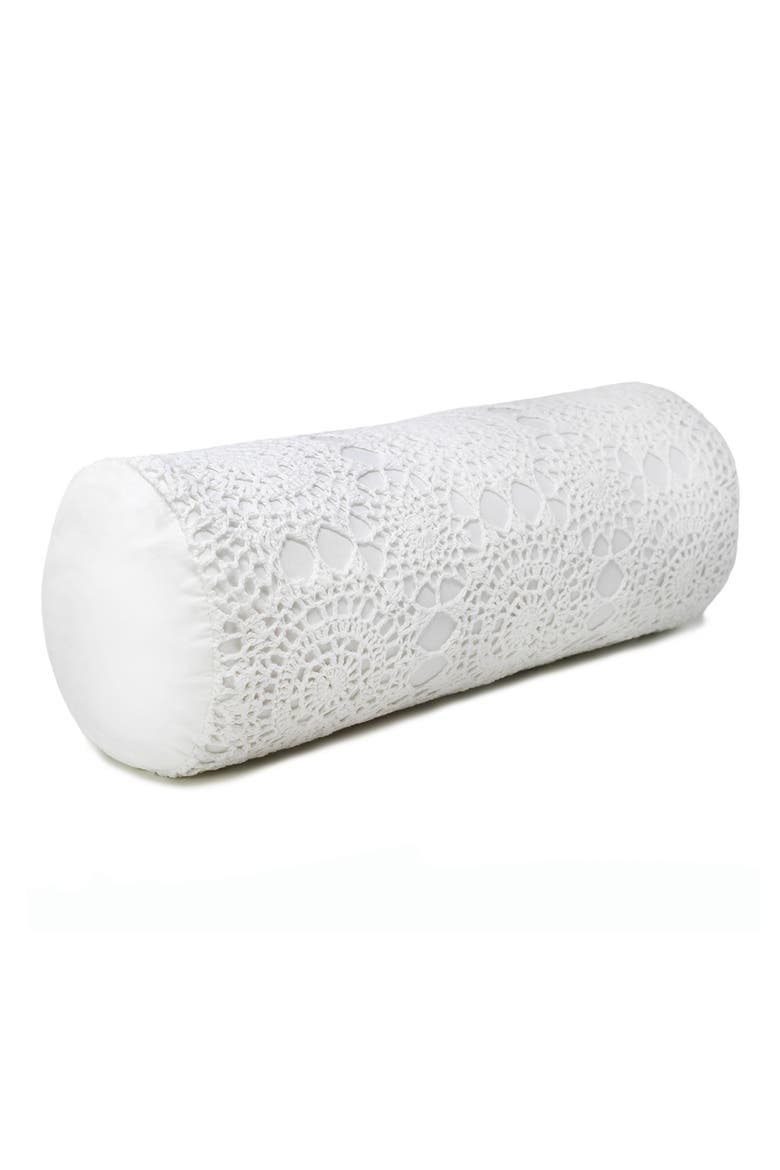 Decorative Crochet Accent Pillow, Alternate, color, WHITE