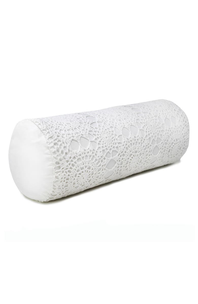 MELANGE HOME Decorative Crochet Accent Pillow, Alternate, color, White