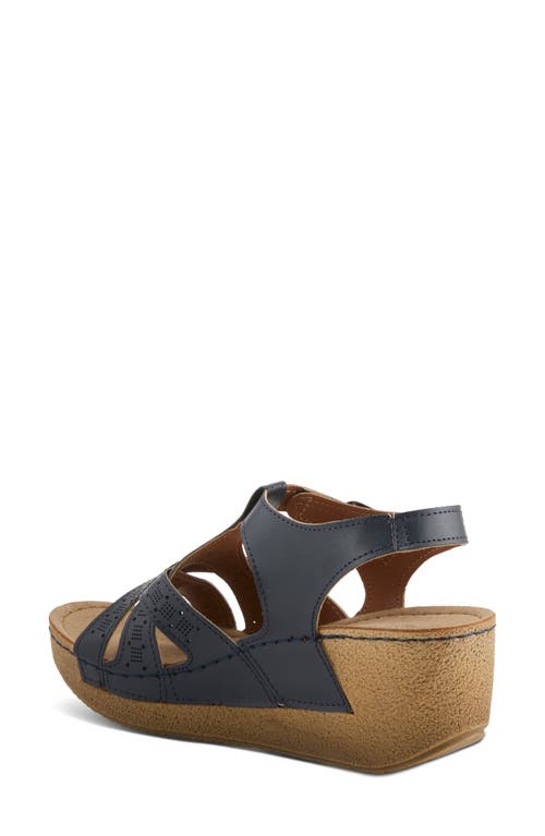 Flexus By Spring Step Perforated Wedge Sandal In Navy