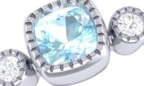 Luvmyjewelry Cushion Cut Aquamarine & Diamond Birthstone Ring In 14k Gold In Metallic