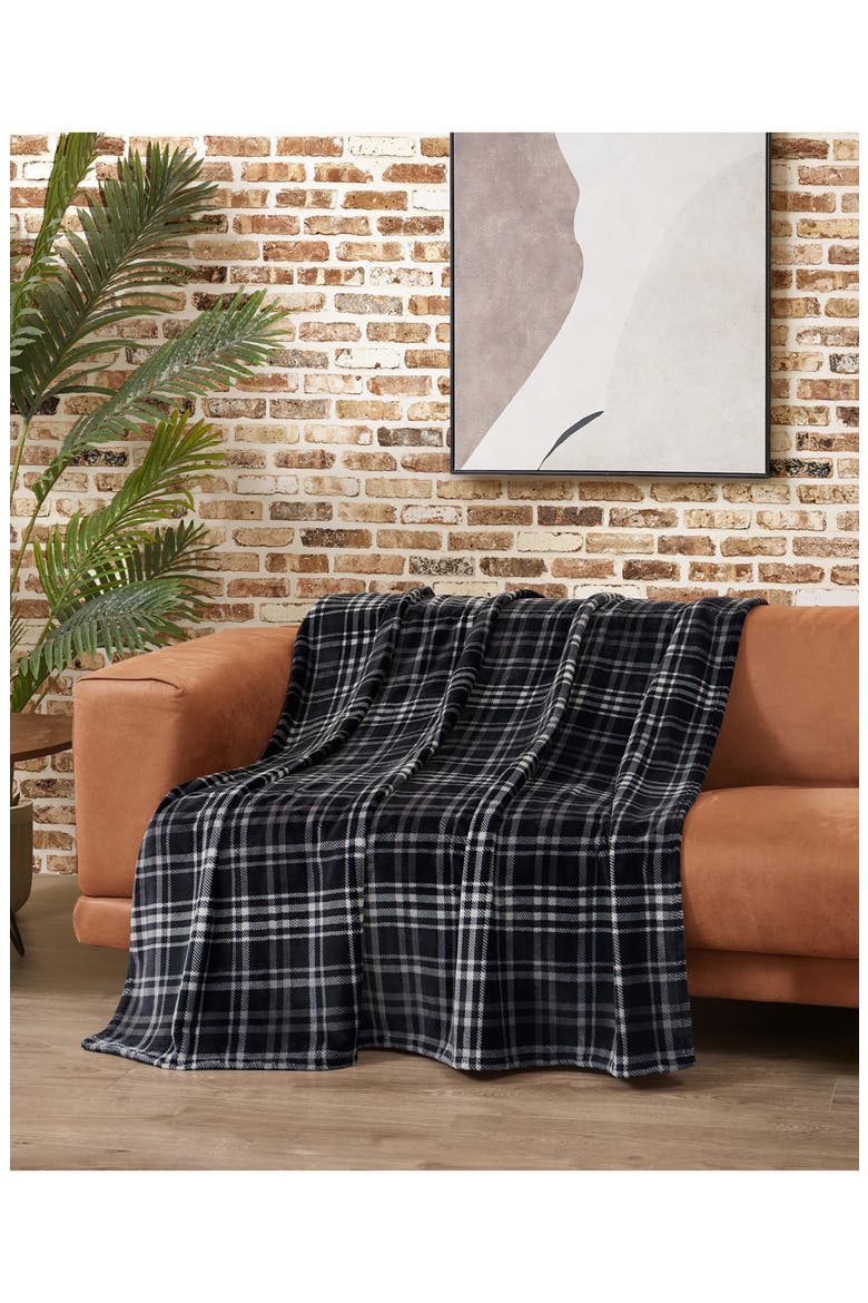 Camper Plaid Throw Blanket - 50" x 70", Alternate, color, BLACK