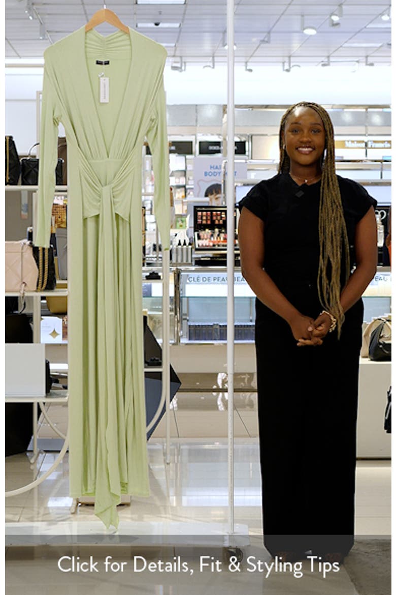 【最終価格】FORME STRETCH KNIT LONG-SLEEVE Plunge Neck Long Sleeve Stretch Jersey Maxi Dress (Women) | Nordstrom