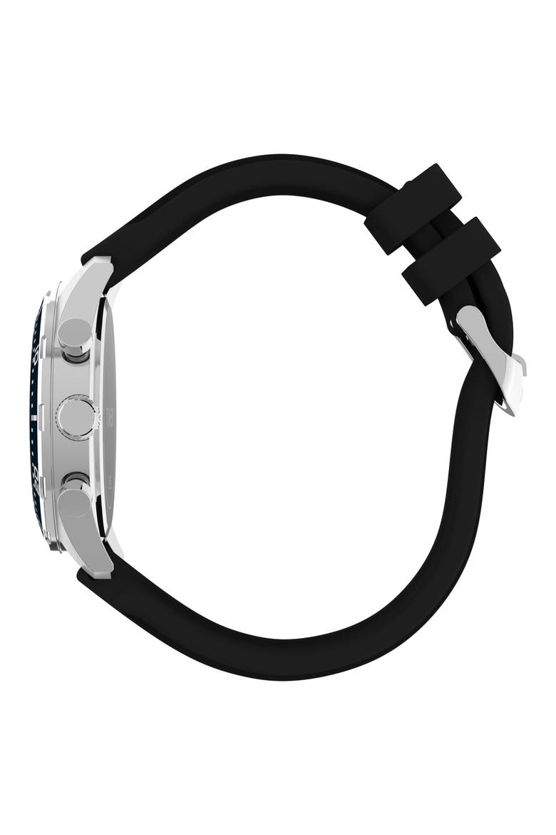 Ridgefield Chronograph Silicone Strap Watch, 42mm, Alternate, color, MIDNIGHT/ SILVER-TONE
