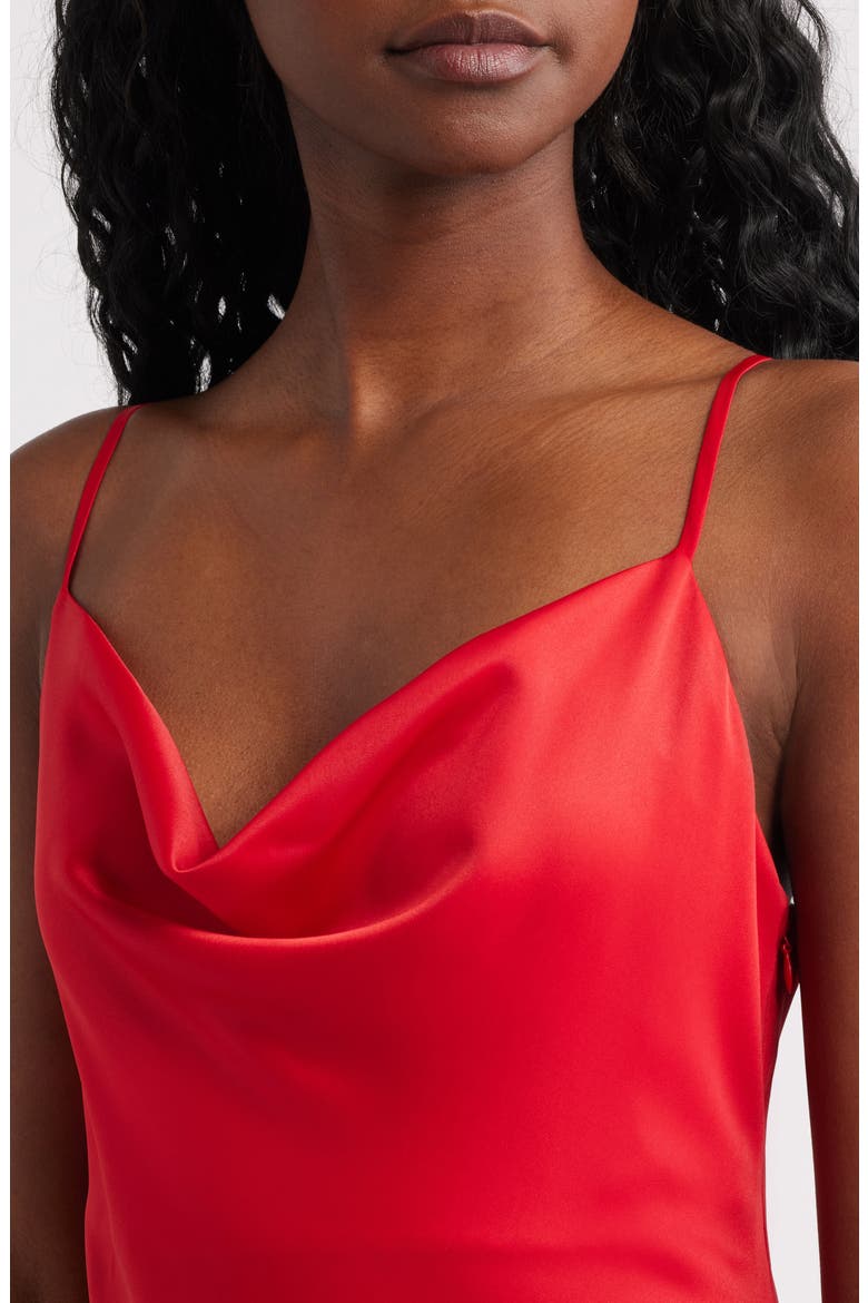 Raisa Pleat Detail Satin Slipdress, Alternate, color, RED