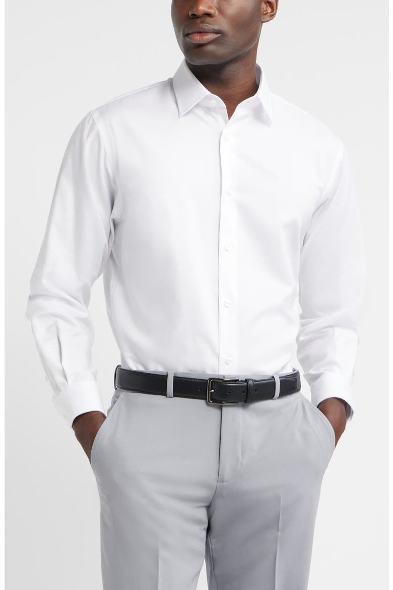Traditional Fit Cotton Oxford Non-Iron Dress Shirt, Main, color, WHITE ROYAL OXFORD