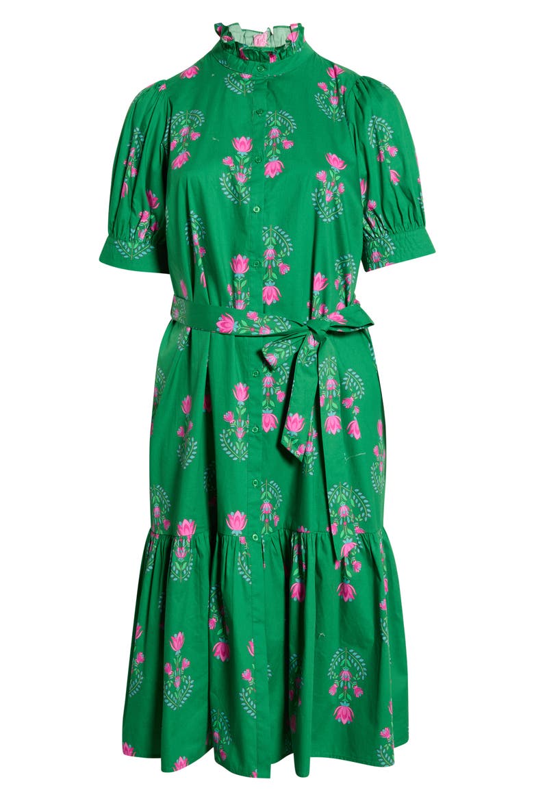Floral Giles Shirtdress, Alternate, color, GREEN/ PINK