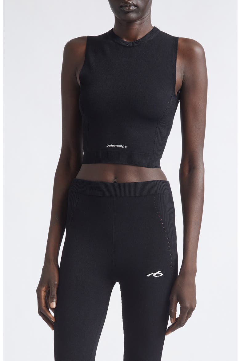 Sporty Athletic Crop Sleeveless Sweater, Main, color, 1000 BLACK