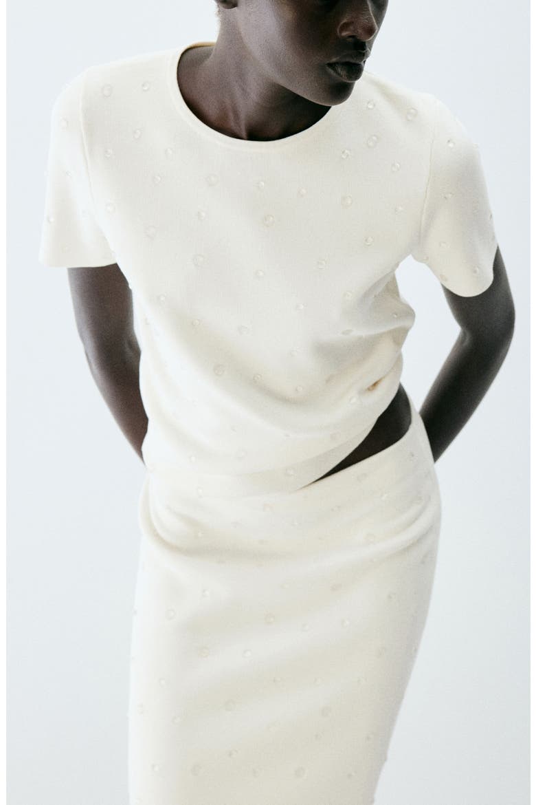 Beaded Short Sleeve Sweater, Main, color, ECRU