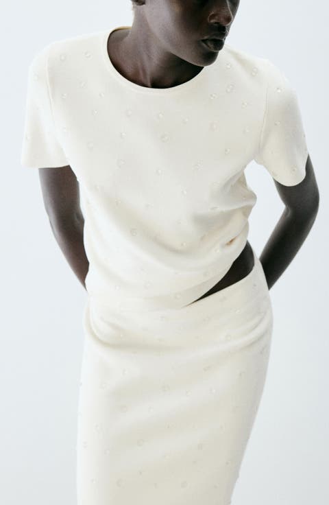 Beaded Short Sleeve Sweater