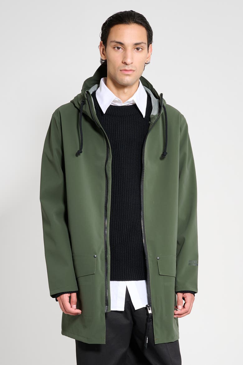 Stockholm Patch Matte Raincoat, Main, color, Green