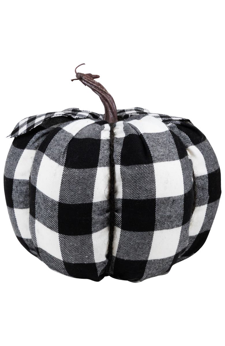 Northlight Buffalo Check Fall Harvest Pumpkin - 7" - Black and White, Alternate, color, 