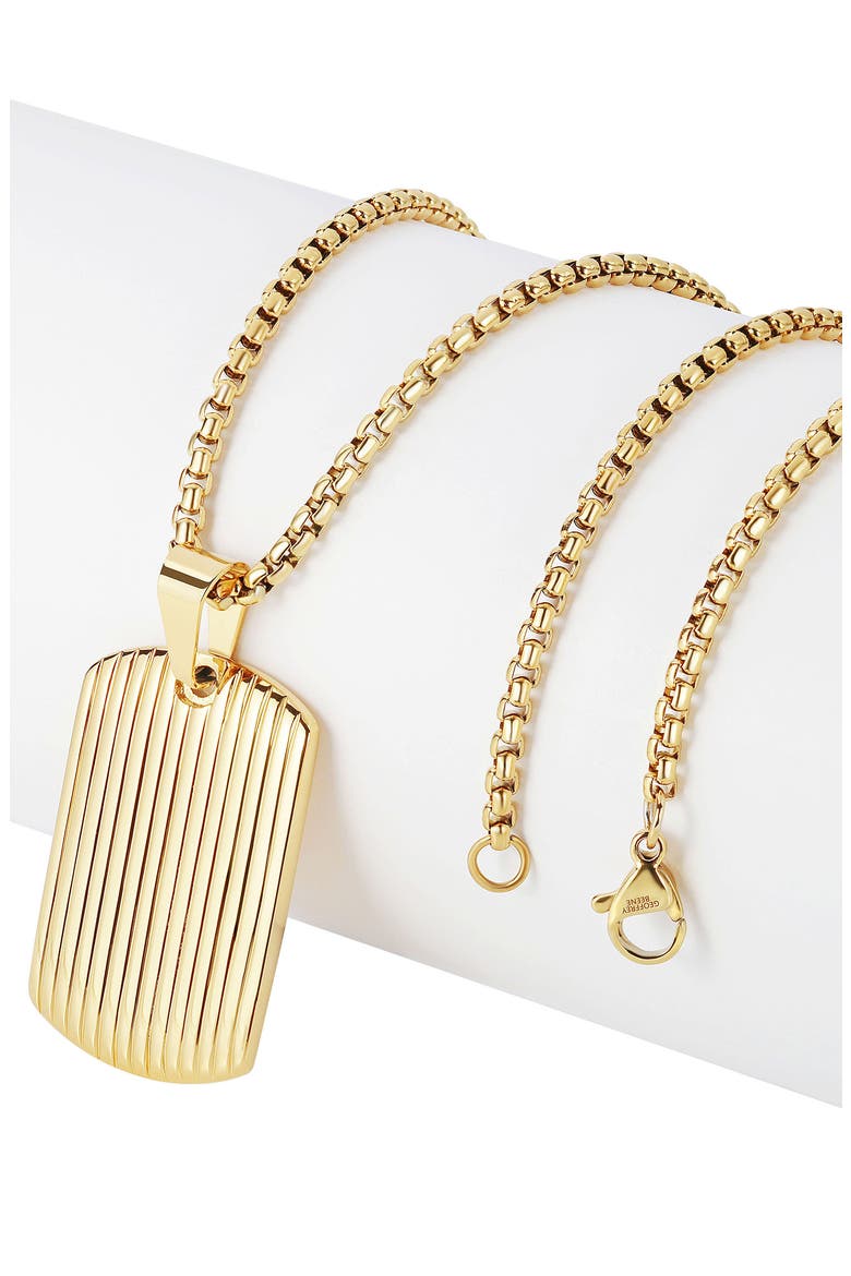 Men's Stainless Steel Textured Dog Tag Pendant Necklace, Alternate, color, GOLD