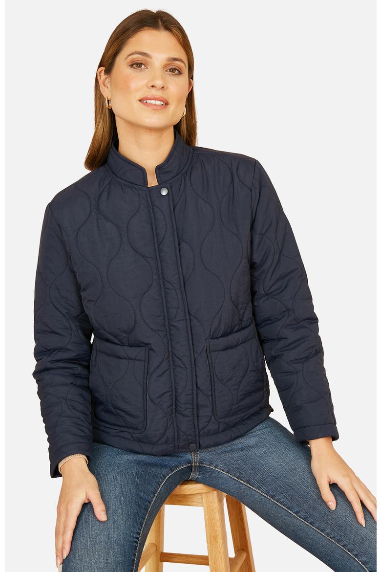 Short Quilted Jacket, Alternate, color, Navy
