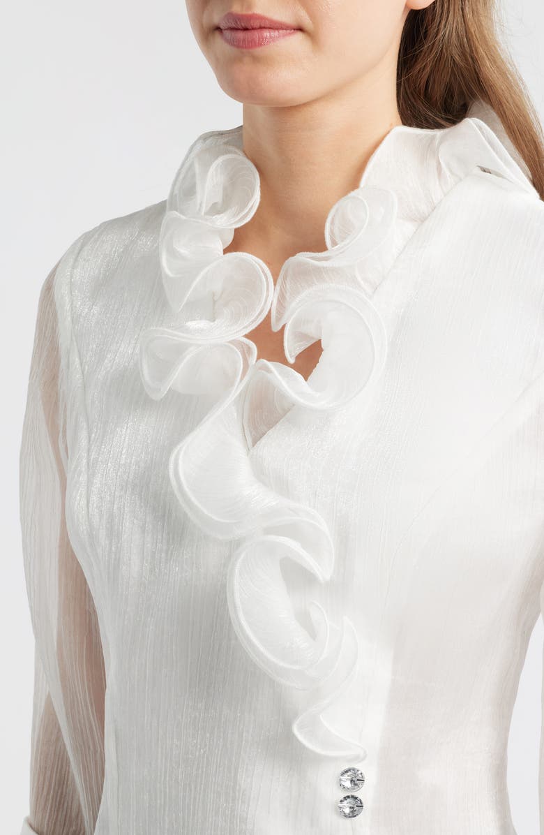 Alex Evenings Yoryu Chiffon Ruffle Top, Alternate, color, Ivory