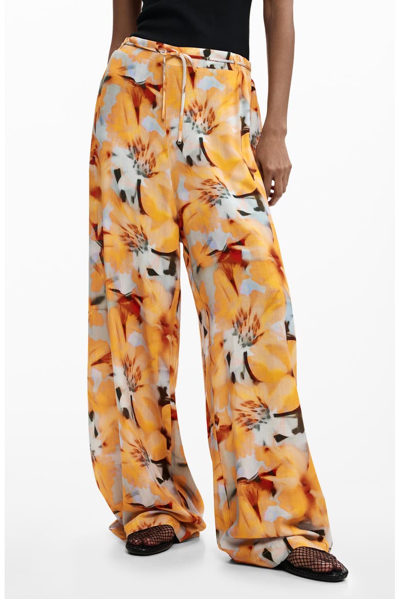 Tie Waist Print Wide Leg Pants, Main, color, LIGHT BLUE