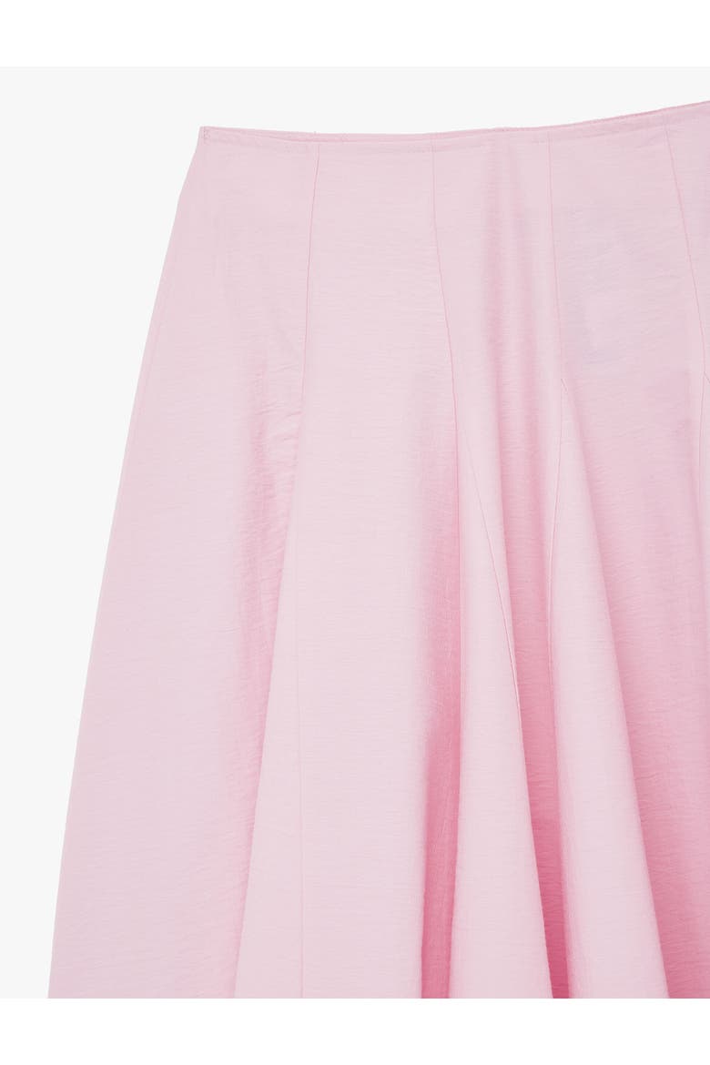 A-Line Pleated Cotton Midi Skirt, Alternate, color, PINK