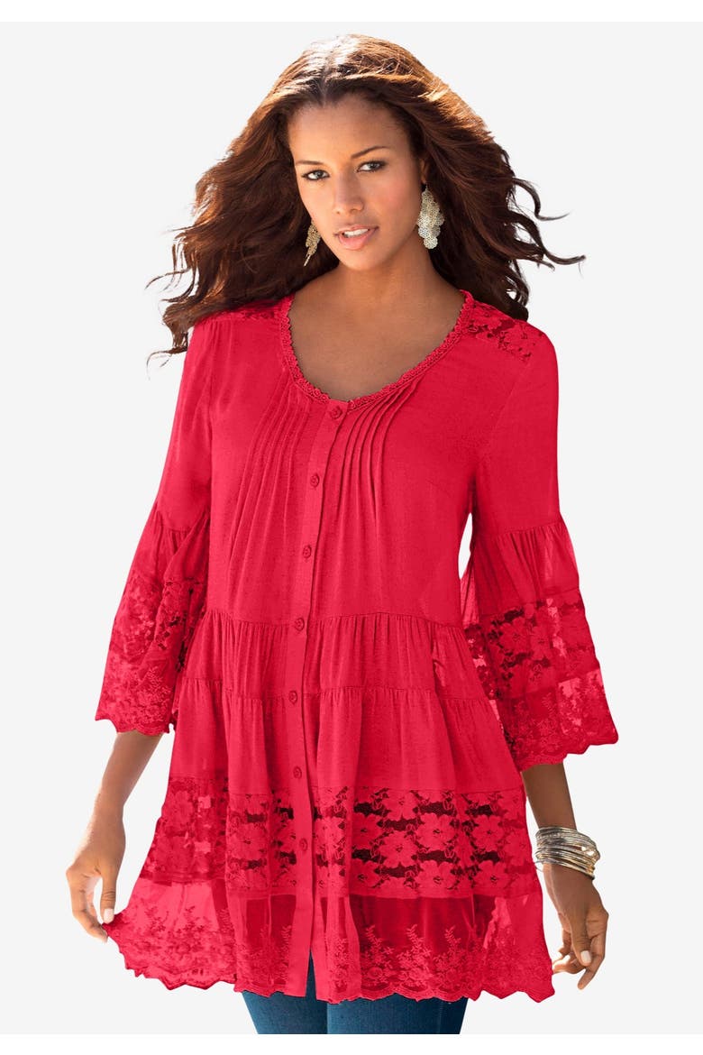 Lace Illusion Blouse, Alternate, color, PURPLE MAGENTA