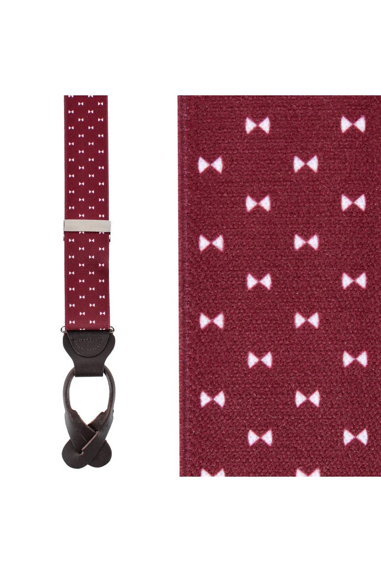 The Micro Bow Classic Elastic Button End Suspenders, Main, color, Burgundy