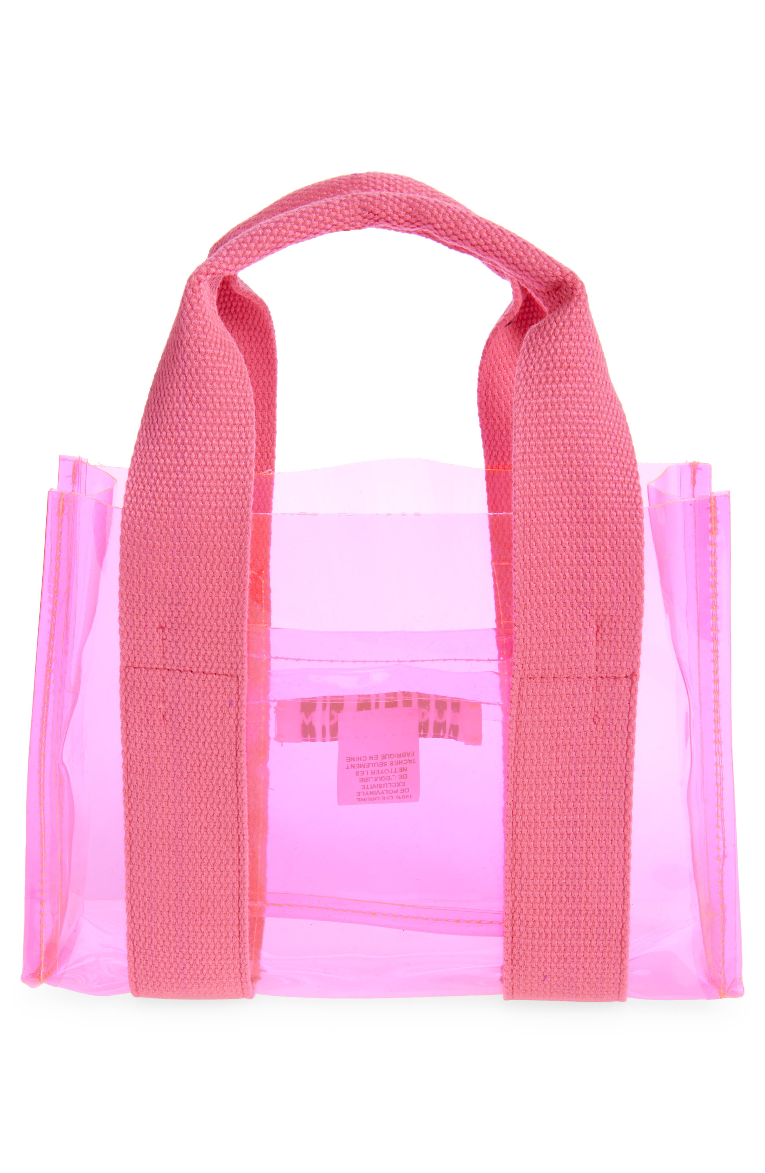 Toto Transparent Mini Tote Bag, Alternate, color, NEON PINK