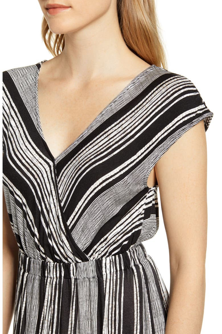 Danielle Variegated Stripe Jersey Midi Dress, Alternate, color, BLACK