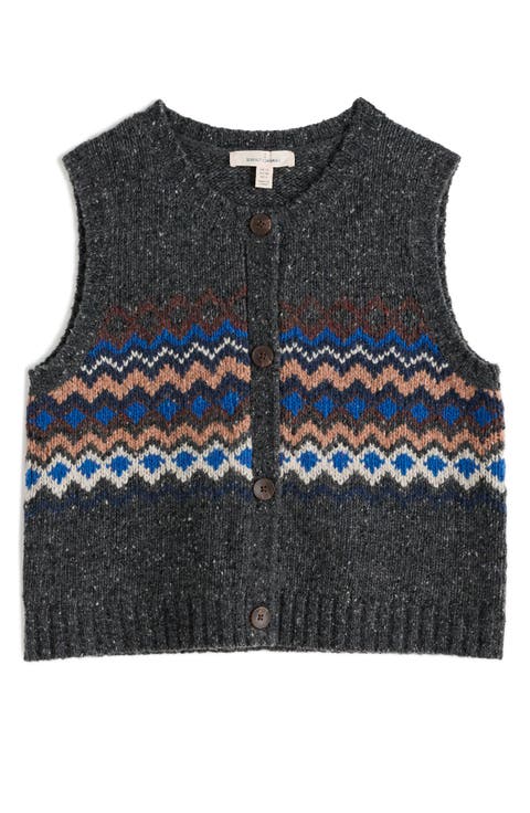 Golden Light Fair Isle Merino Wool Blend Sweater Vest
