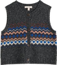 Seasalt Cornwall Golden Light Fair Isle Merino Wool Blend Sweater Vest