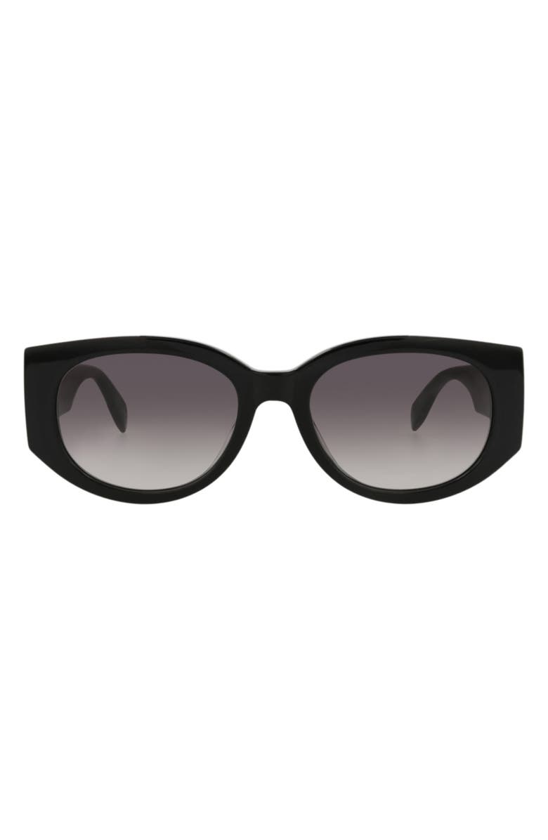 McQueen 54mm Oval Sunglasses, Main, color, Black Black Grey