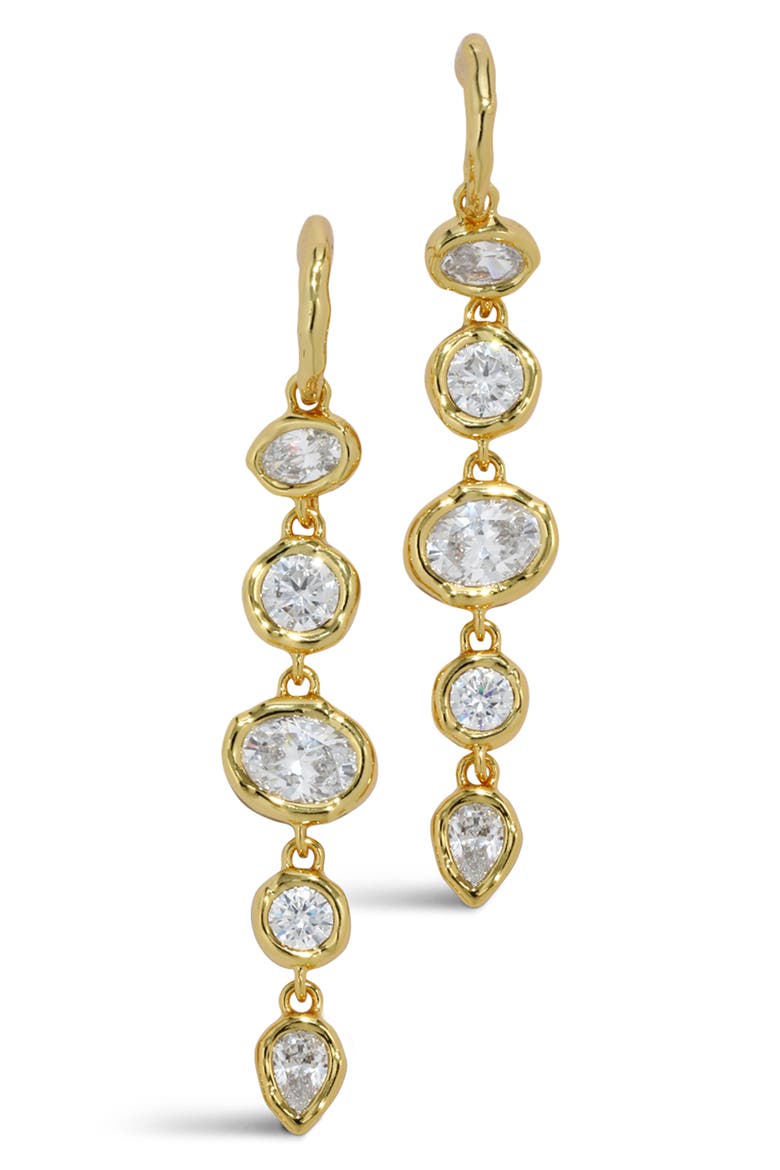 Asterales Cubic Zirconia Linked Hoop Drop Earrings, Main, color, STONES