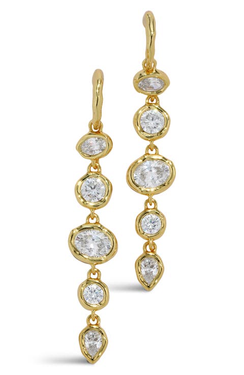 Asterales Cubic Zirconia Linked Hoop Drop Earrings