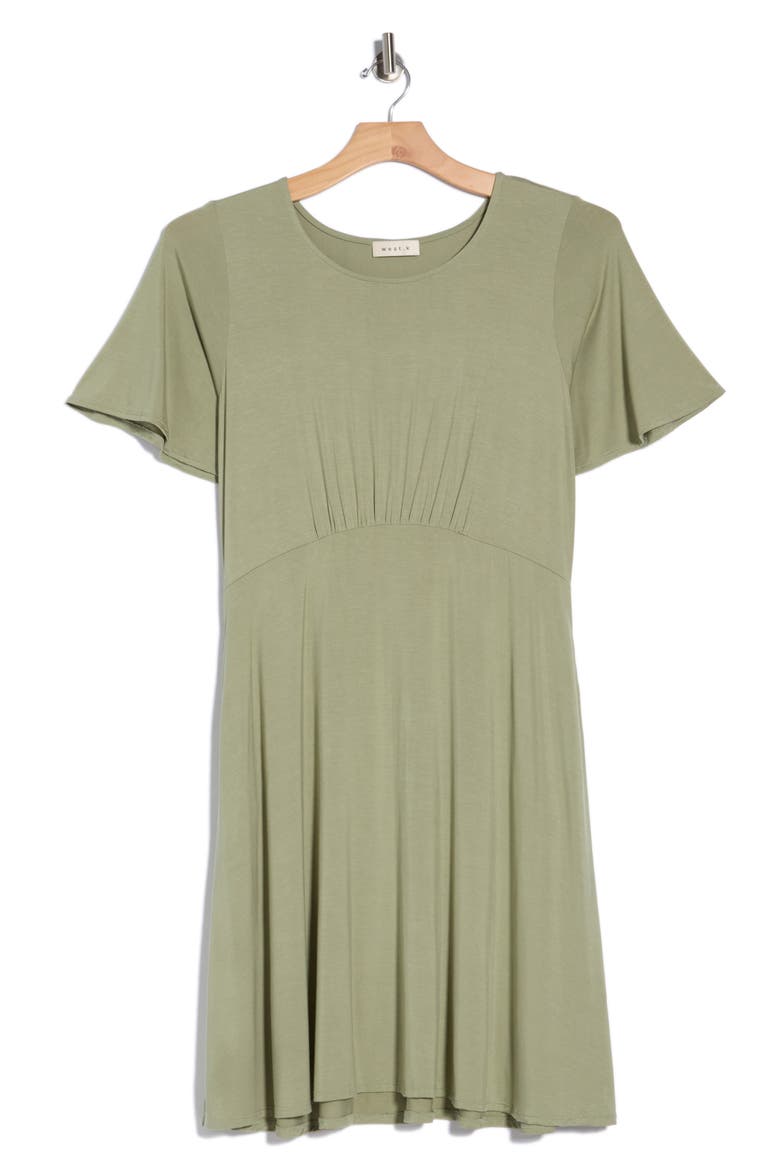 Empire Waist Flutter Sleeve Dress, Alternate, color, LIGHT OLIVE