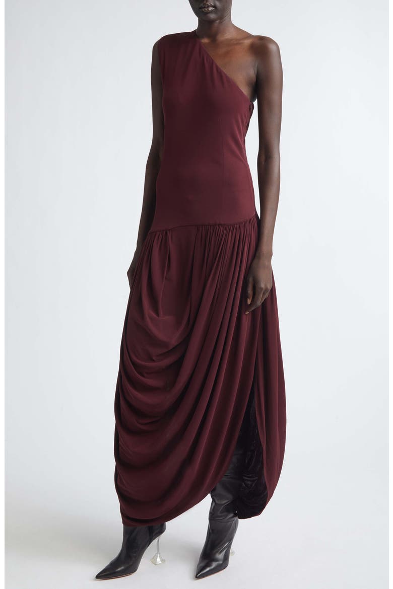 Mila One-Shoulder Jersey Dress, Alternate, color, MERLOT