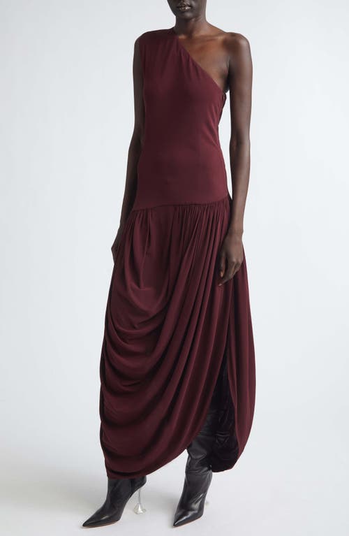 Brandon Maxwell Mila Draped One-shoulder Maxi Dress In Burgundy