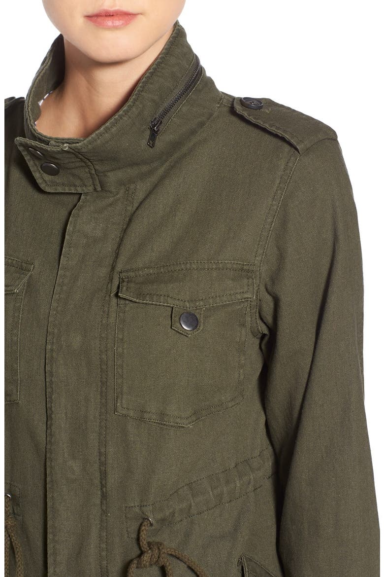 Linen & Cotton Blend Military Jacket, Alternate, color, GREEN