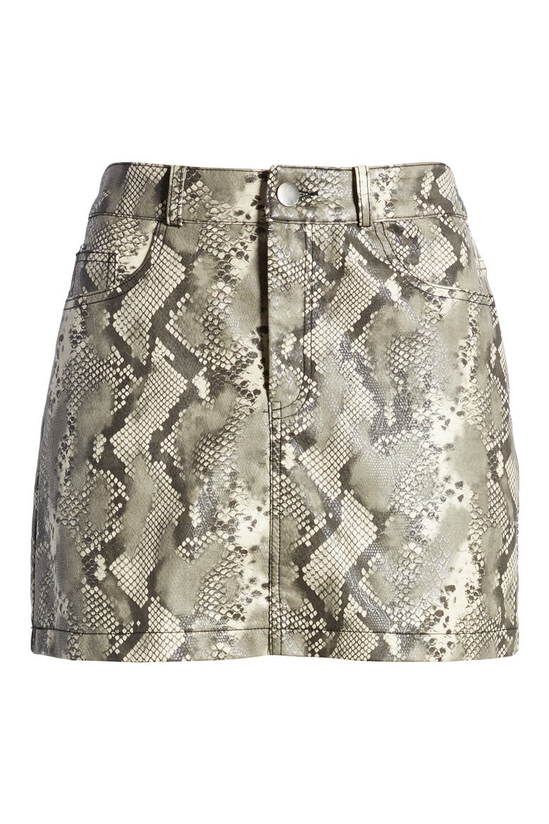 Snake Coated Miniskirt, Alternate, color, GREY/ TAUPE