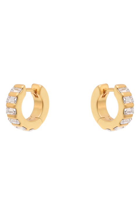 Liza Linear Crystal Huggie Hoop Earrings