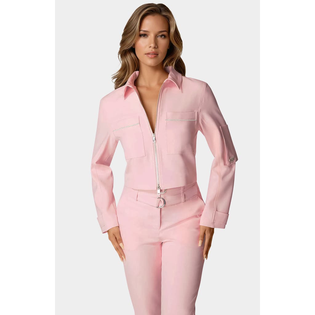 Bebe Embellished Bomber Jacket In Pink