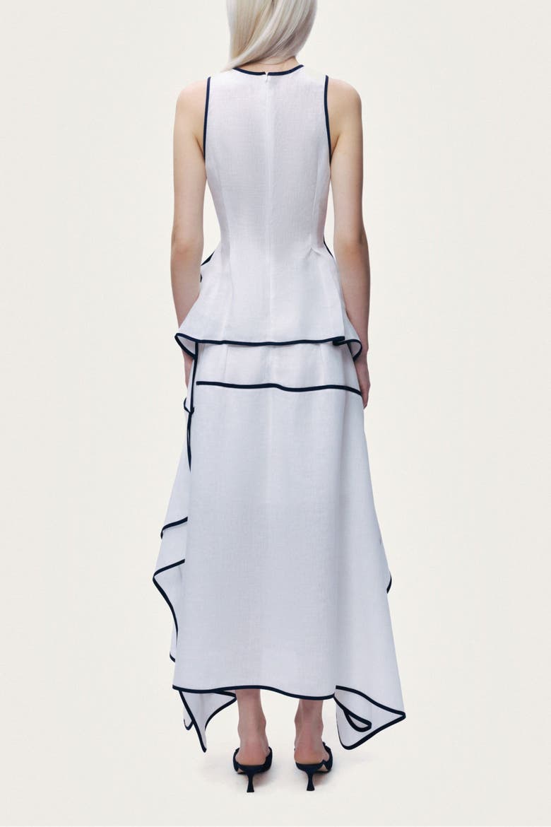 Contrast Trim Peplum Top, Alternate, color, Ivory