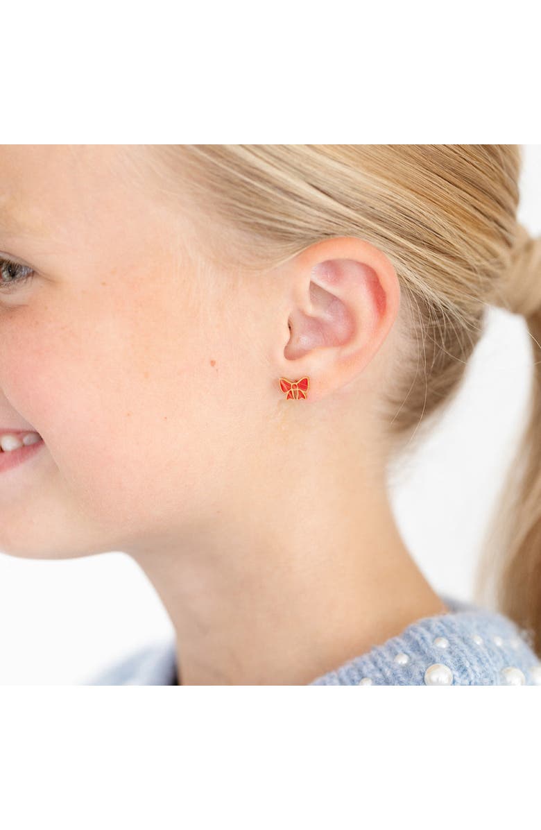 Pip Pop Red Enamel Bow Stud Earrings, Alternate, color, Red