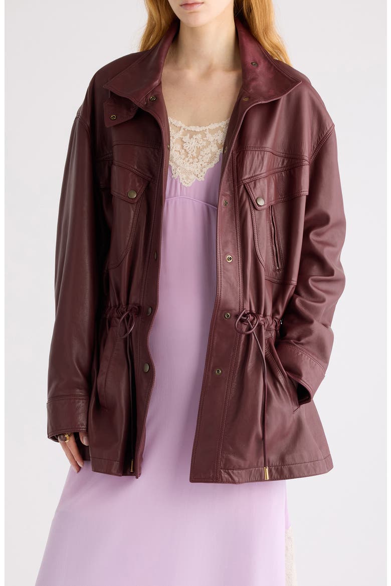 Classic Plongé Leather Parka, Main, color, DUSKY BROWN