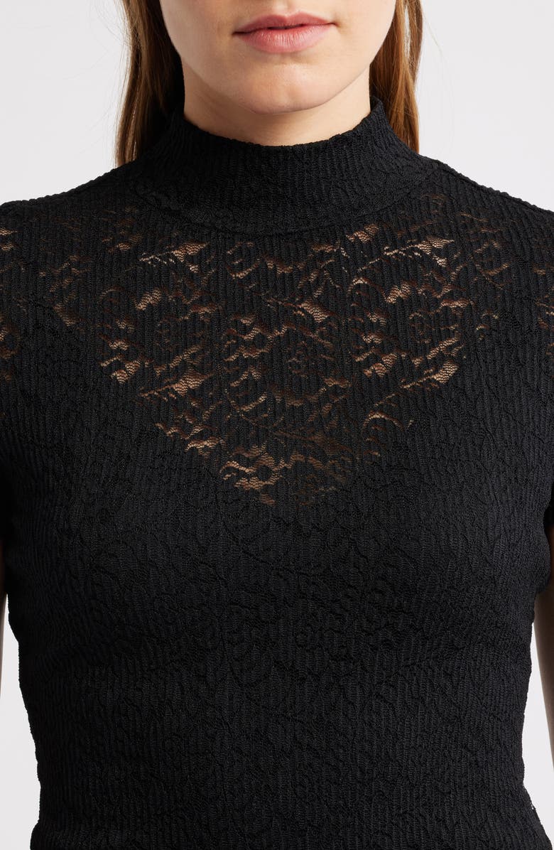 PAIGE June Stretch Lace T-Shirt, Alternate, color, Black