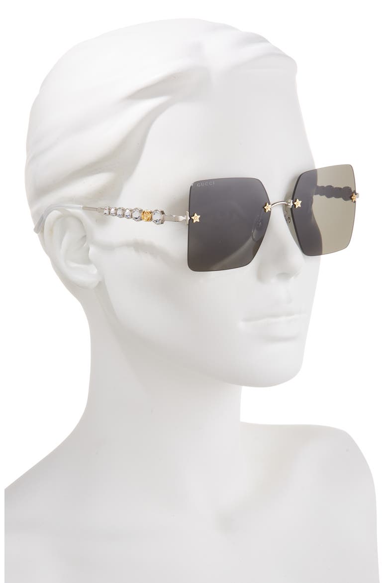 56mm Square Sunglasses, Alternate, color, SILVER SILVER GREY