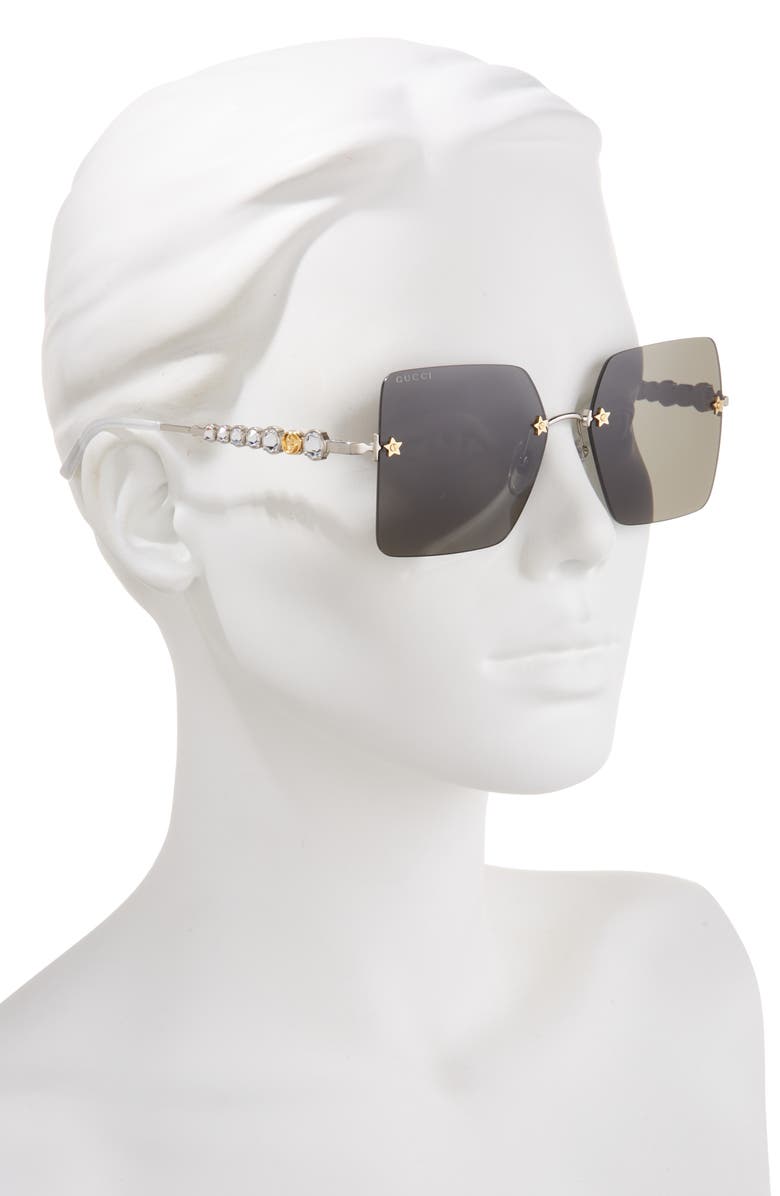Gucci 56mm Square Sunglasses, Alternate, color, Silver Silver Grey