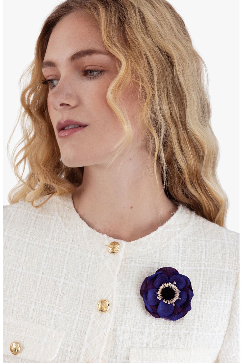 The Indigo Anemone Floral Brooch, Alternate, color, Indigo