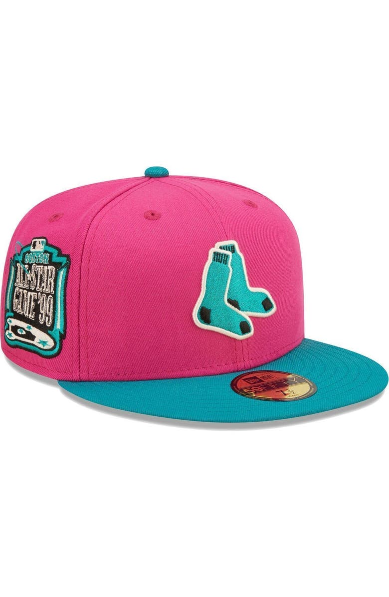 New Era Men's New Era Pink/Green Boston Red Sox Cooperstown Collection 1999 MLB All-Star Game Passion Forest 59FIFTY Fitted Hat, Main, color,