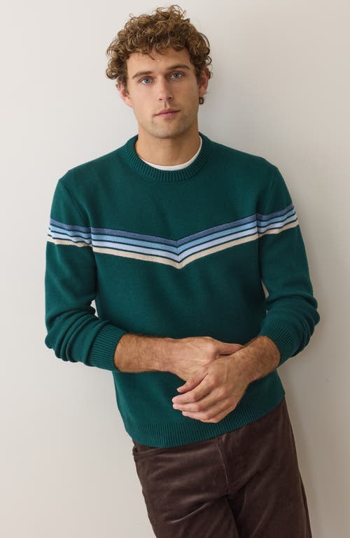 Marine Layer Dean Chevron Cotton Blend Crewneck Sweater In Green